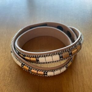 Stella & Dot Cady Leather Wrap Bracelet Beige